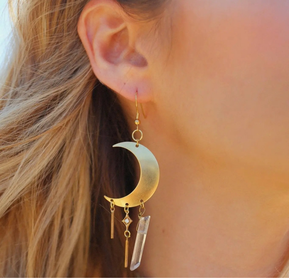 
            
                Load image into Gallery viewer, But Darling What if you Fly Rainbow Aura Quartz Earrings
            
        