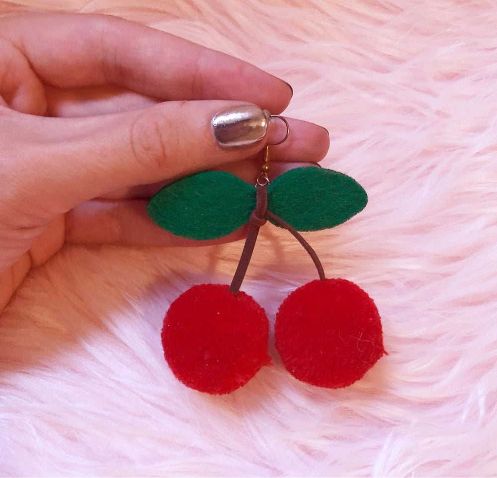 
            
                Load image into Gallery viewer, Cherry PomPom Earrings
            
        