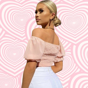 
            
                Load image into Gallery viewer, Rose Pink Puff Sleeve Crop Top
            
        