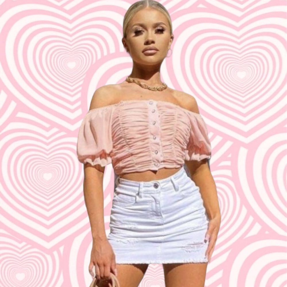 
            
                Load image into Gallery viewer, Rose Pink Puff Sleeve Crop Top
            
        